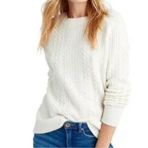 Vineyard Vines Merino Wool Marshmallow Cream Fisherman Sweater Cable XS